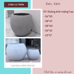 chậu xi măng đá mài lu tròn