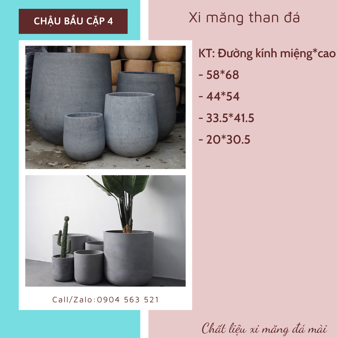 chậu xi măng dáng bầu chậu xi măng dáng bầu