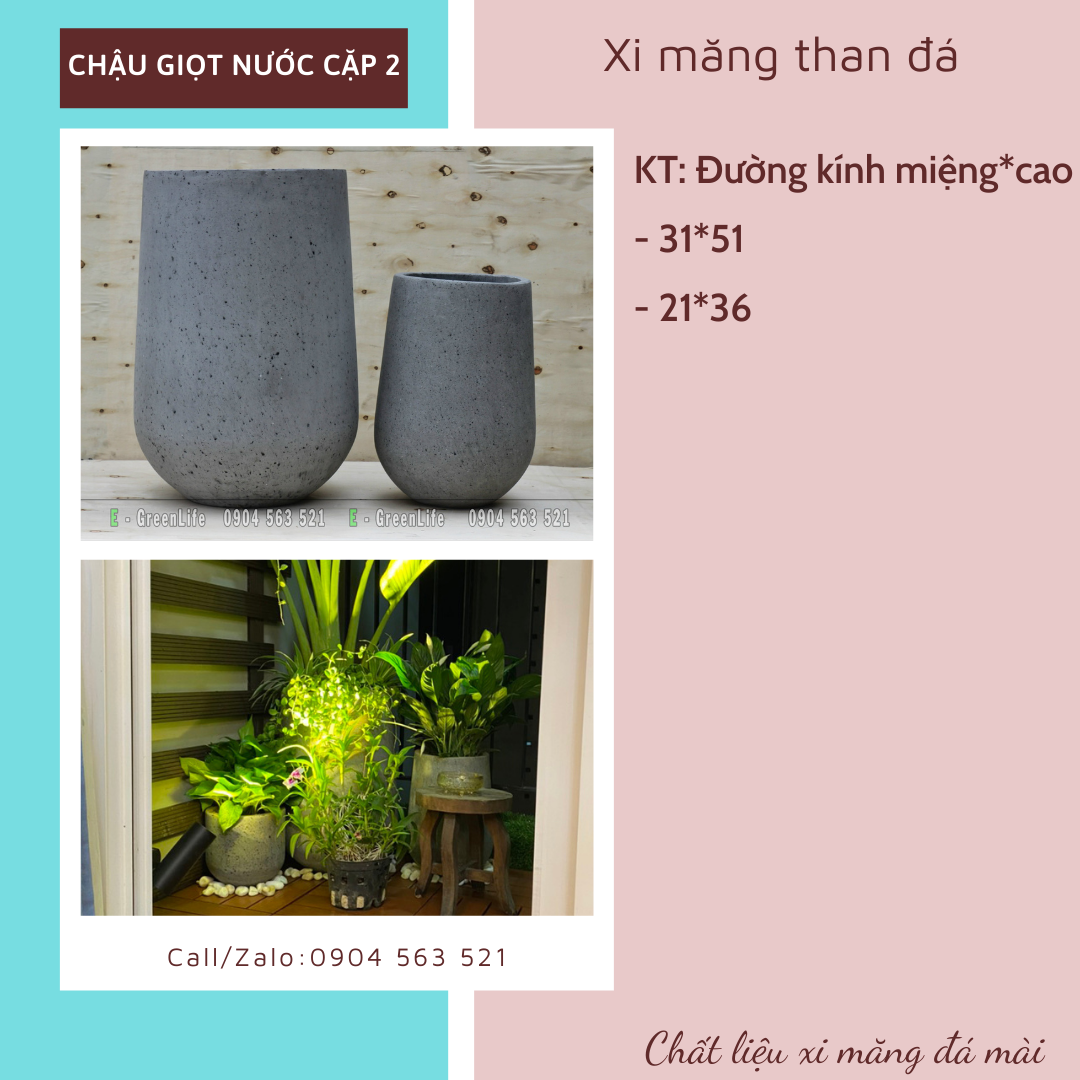 Chậu xi măng giọt nước Chậu xi măng giọt nước