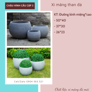 chậu xi măng đá mài hình cầu