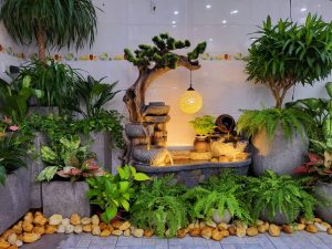 tiểu cảnh ban công nhạc nước đêm trăng