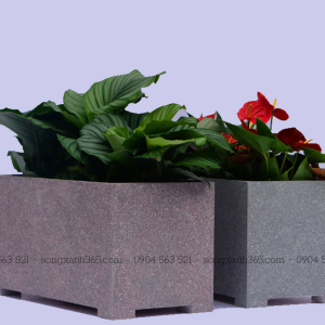 chậu composite chữ nhật vân đá