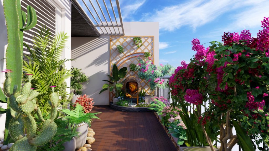 Ban công phong thủy kết hợp với bể composite