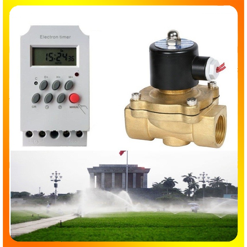 Ứng dụng cho hệ thống tưới tự động Van điện từ UNID và Timer điều khiển