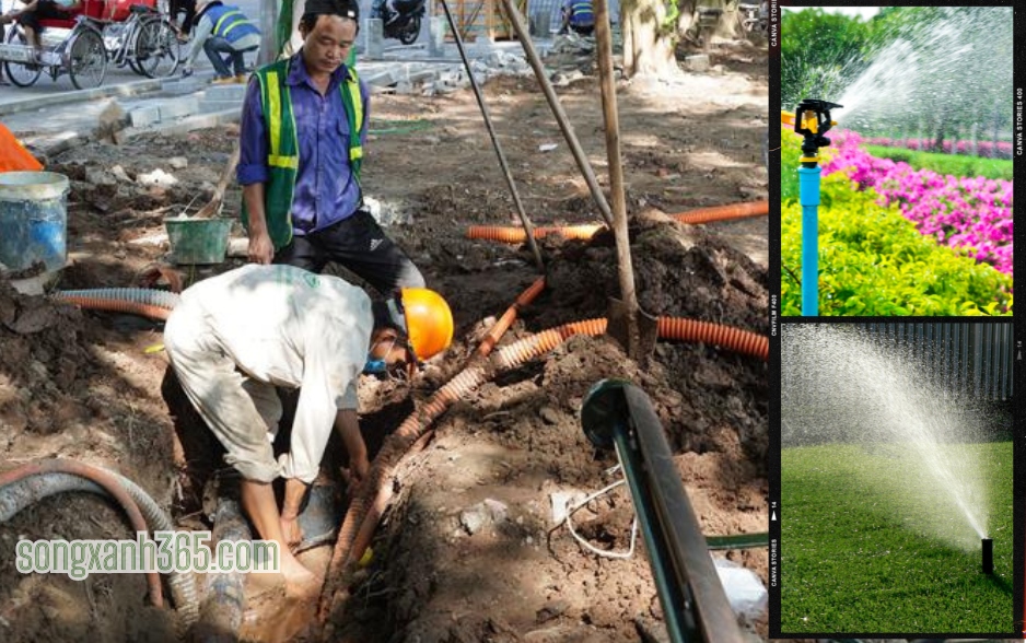 Lắp đặt hệ trục đường nước tưới tự động tại hồ Hoàn Kiếm