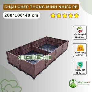 Chậu trồng rau thông minh màu nâu nhựa PP