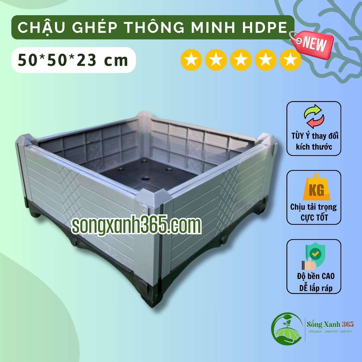chậu trồng rau hdpe 505023 (2) chậu ghép trồng rau hdpe