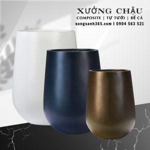 Chậu trồng cây composite dáng tròn có lõi tự dưỡng Chậu composite Minh Quang FiberGlass dáng tròn tại Hà Nội